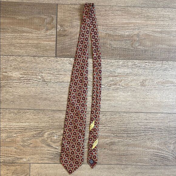 Vintage Valentino Cravatte Patterned Logo Silk Men's Tie Made in Italy - Picture 1 of 6